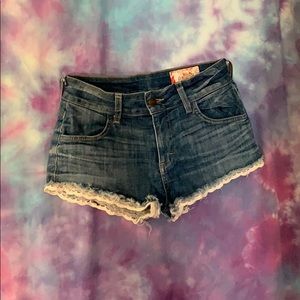 Lace peekaboo jean shorts